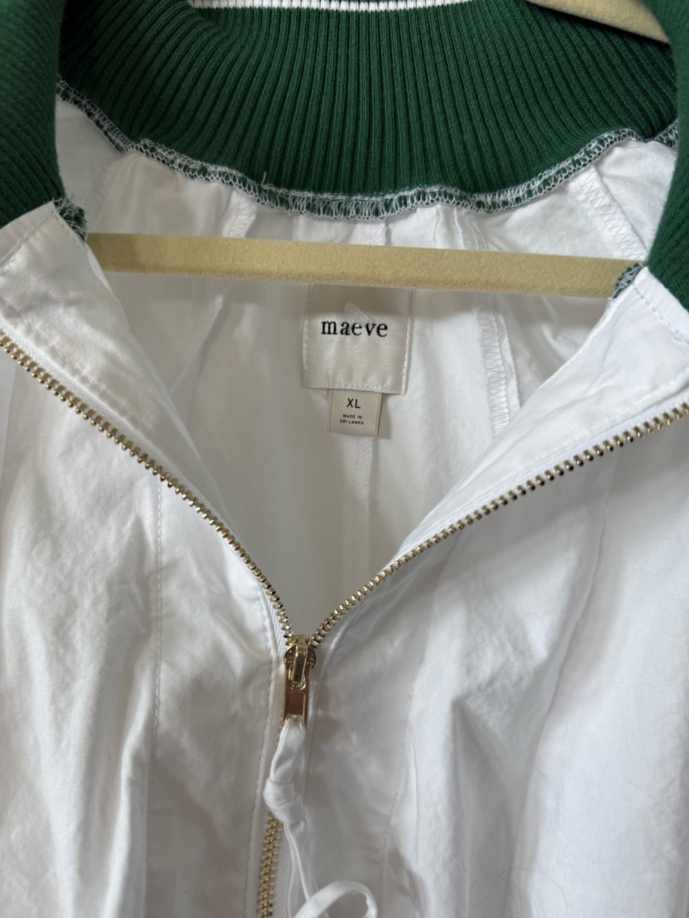 Maeve White Zip Jacket with Green/blue Ribbed Collar XL - Picture 4 of 5